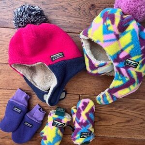 Kids LL Bean hat & mitten set